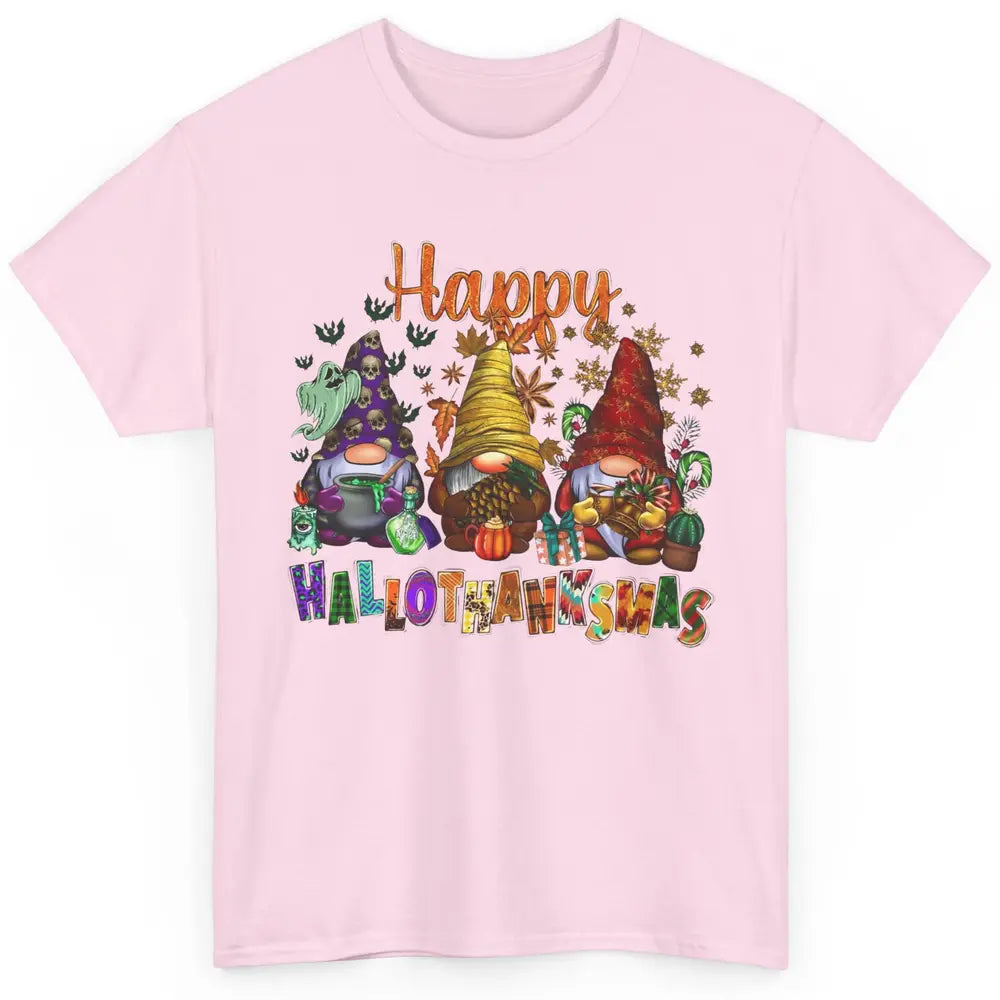 Funny Gnomes Happy Hallo-thank-mas Fall Pumpkin Thanksgiving Classic Unisex T-Shirt