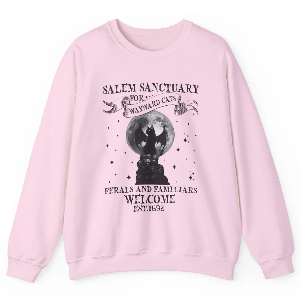 Witch Cat Salem Sanctuary Witch City Halloween Gothic Cat Unisex Crewneck Sweatshirt