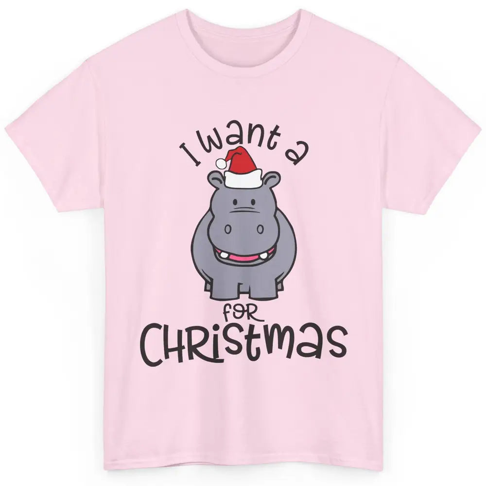 Funny I Want A Hippopotamus For Christmas Tree Hippo Santa Classic Unisex T-Shirt