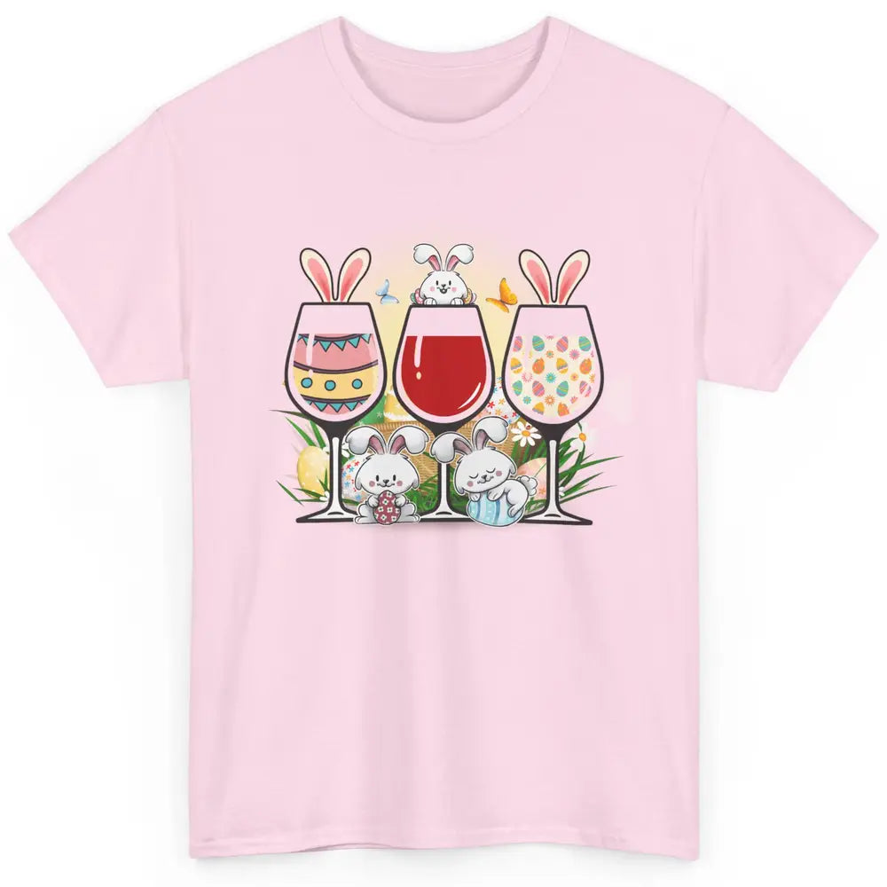 Floral Wine Glasses Easter Bunny Ears Rabbit Alcohol Egg God Classic Unisex T-Shirt