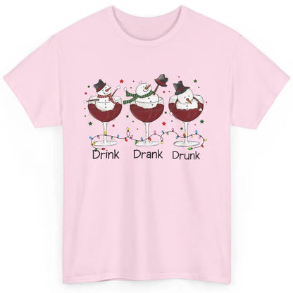 Funny Snowman Wine Christmas Drink Drank Drunk Christmas Classic Unisex T-Shirt