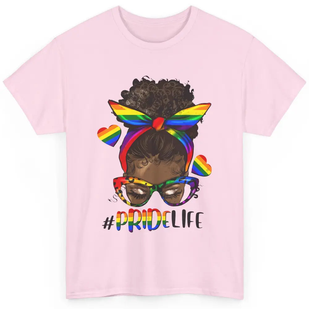 Black Melanin Messy Bun Rainbow Bandana Pride Life LGBTQ Classic Unisex T-Shirt