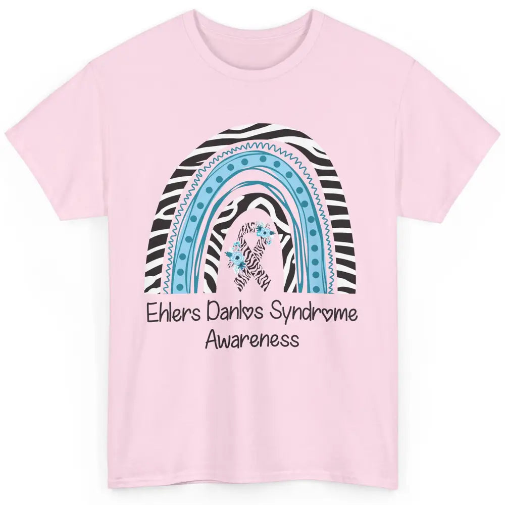 Ehlers Danlos Syndrome Awareness EDS Zibra Ribbon Rainbow Classic Unisex T-Shirt