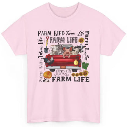 Sunflower Western Farm Life Animals Vegan Cow Pig Rooster Classic Unisex T-Shirt