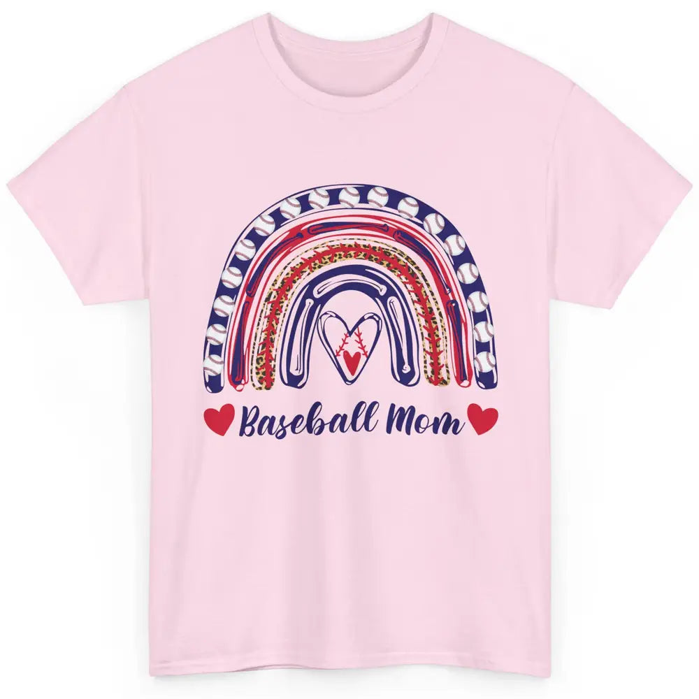 Baseball Mom Leopard Rainbow Proud Baseball Softball Players Classic Unisex T-Shirt