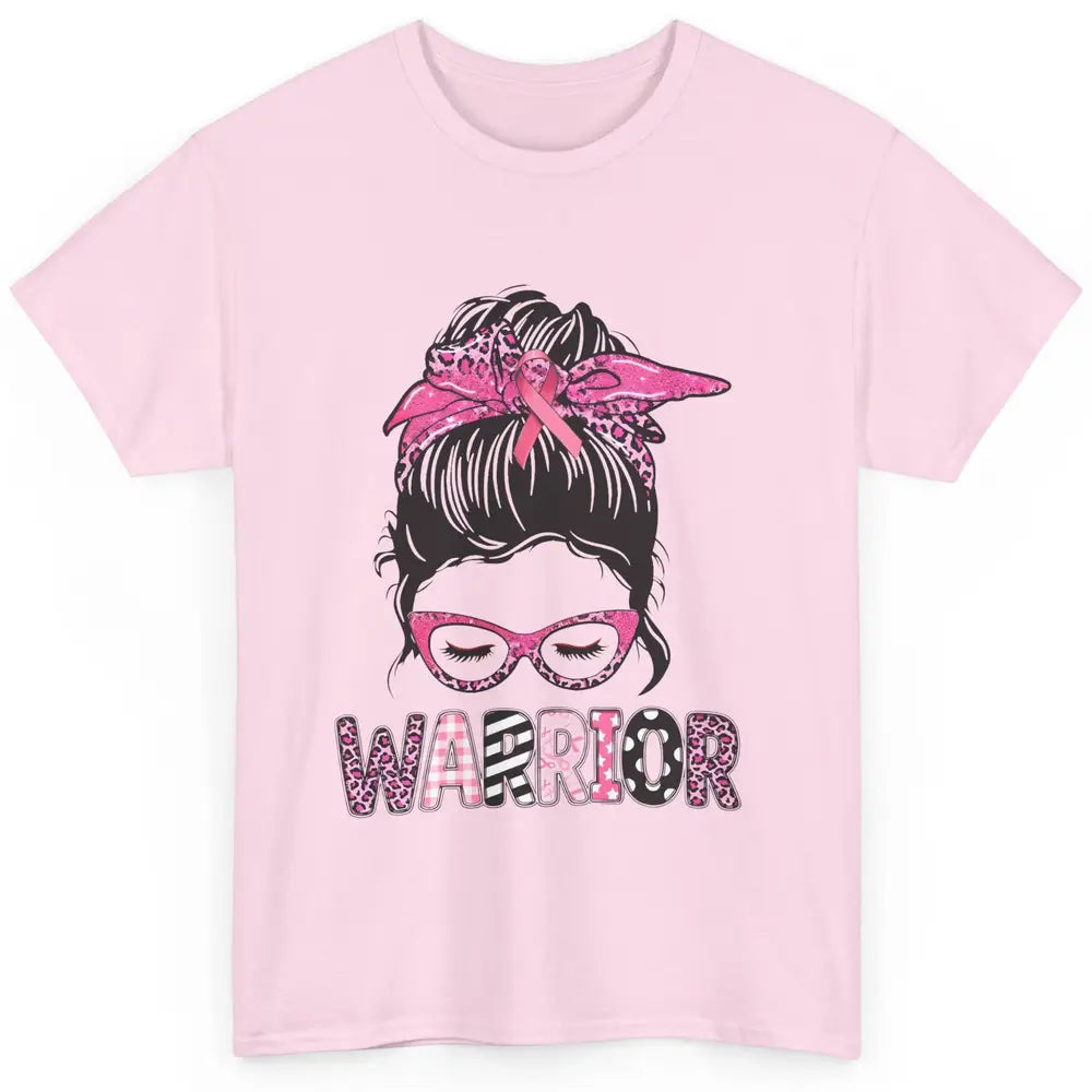 Warrior Fights Cancer Pink Leopard Ribbon Cancer Awareness Classic Unisex T-Shirt