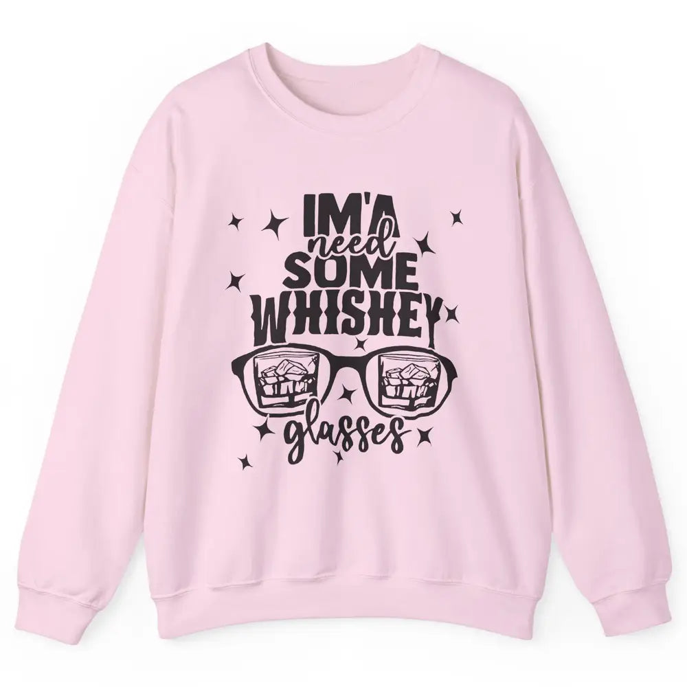 Whiskey Glasses Drink Whiskey See World Through Wine Glasses Unisex Crewneck Sweatshirt