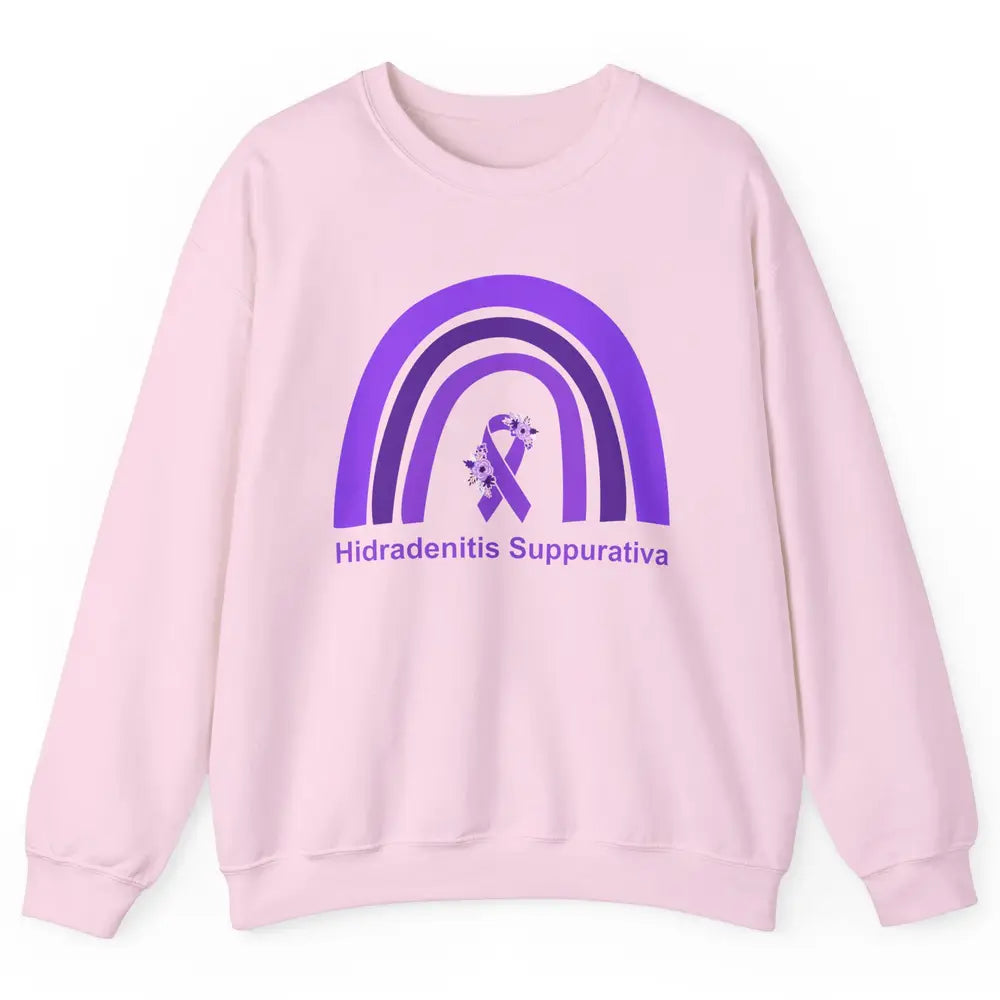 Small Fiber Neuropathy Awareness Floral Purple Rainbow Unisex Crewneck Sweatshirt