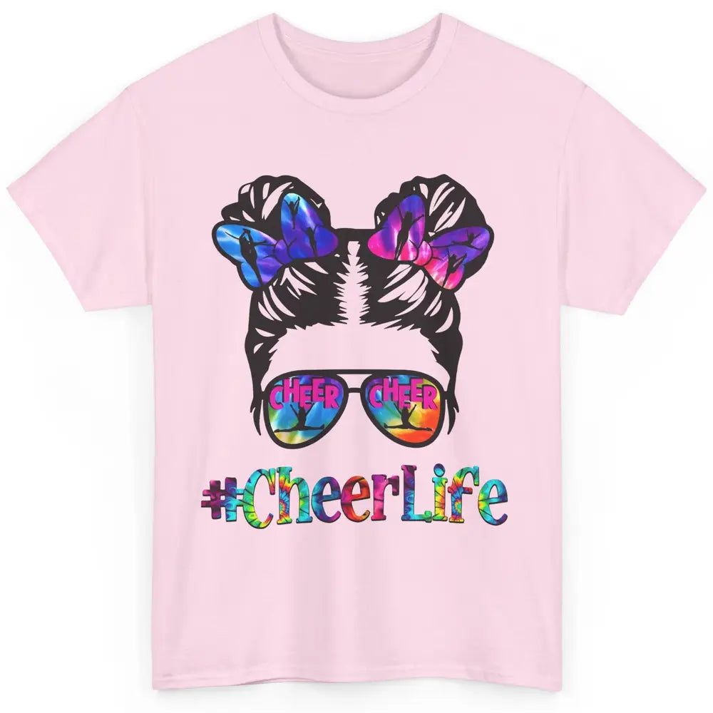 Cheerleading Kid Messy Bun Cheer Life Tie Dye Cheerleader Classic Unisex T-Shirt