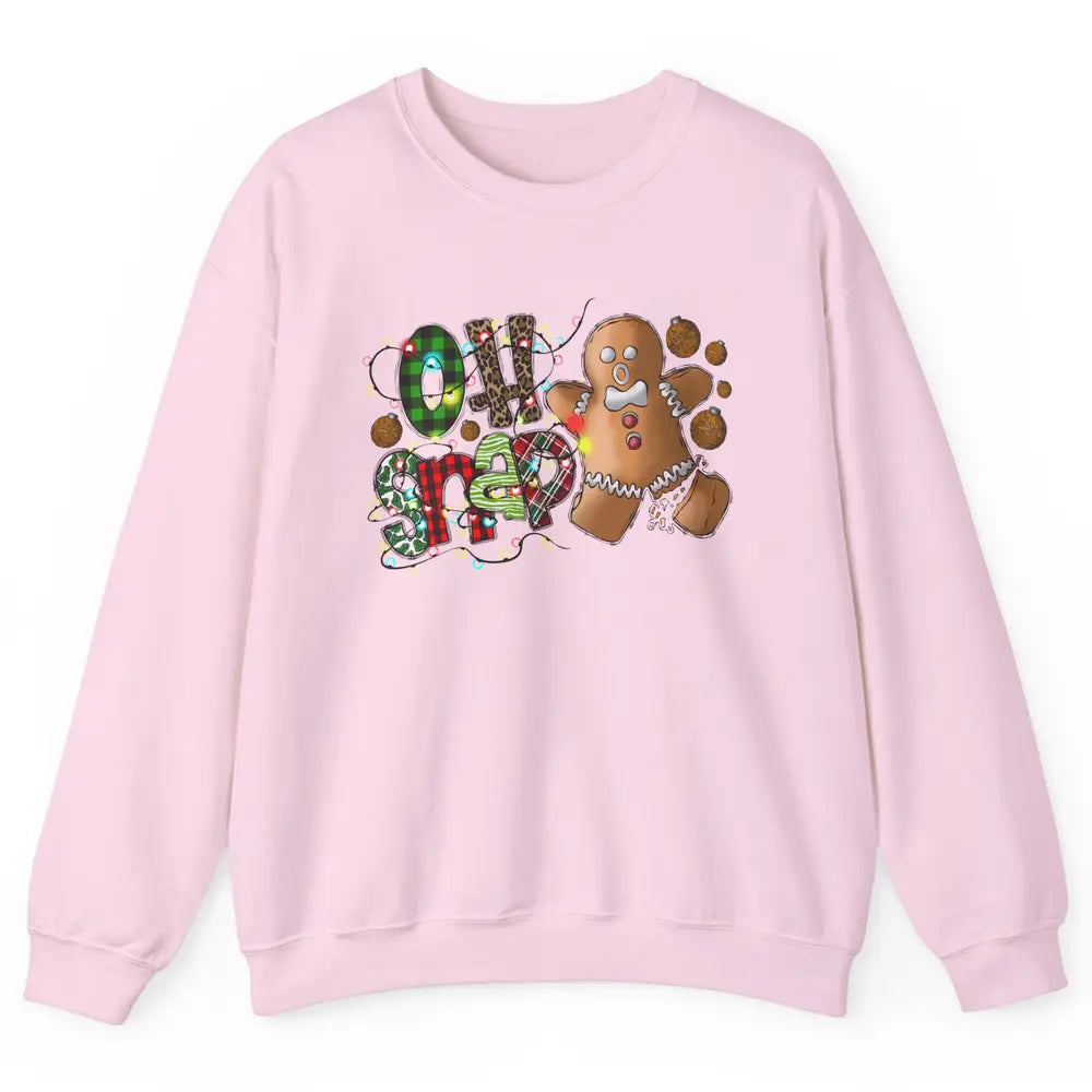 Funny Gingerbread Broken Oh Snap Western Christmas Leopard Unisex Crewneck Sweatshirt