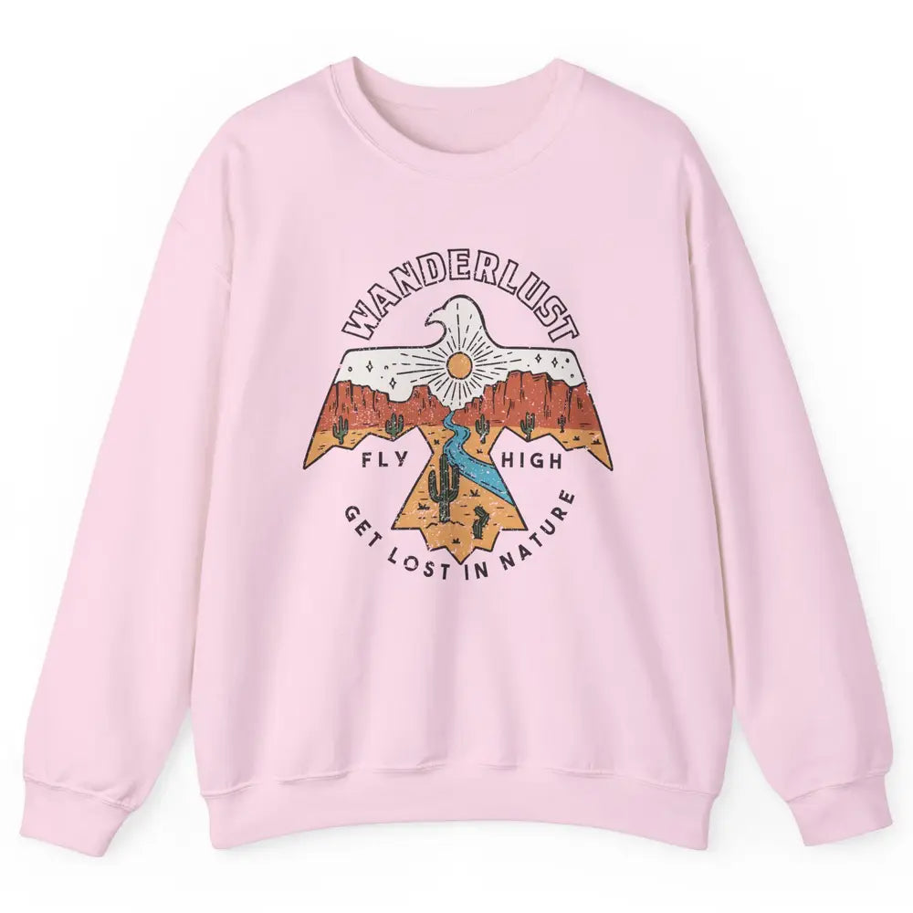 Vintage Eagle Desert Wanderlust Get Lost In Nature Outdoor Unisex Crewneck Sweatshirt