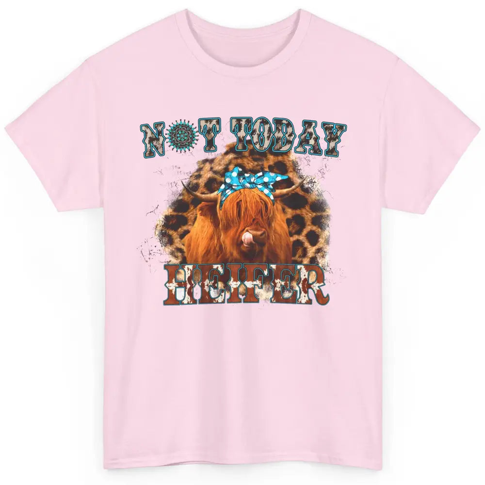 Cowhide Highland Cow Not Today Heifer Gemstone Western Gift Classic Unisex T-Shirt