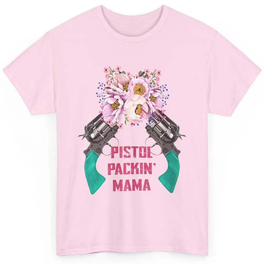 Floral Cowgirl Gun Pistol Packing Mama Western Country Retro Classic Unisex T-Shirt