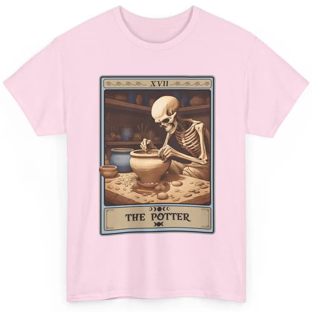 Retro Skeleton The Potter Tarot Card Halloween Pottery Lover Classic Unisex T-Shirt