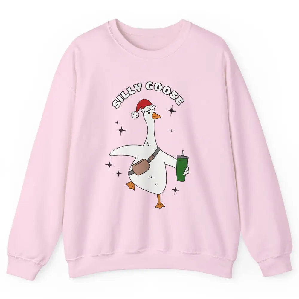 Funny Silly Goose Boojee Christmas Goose Bag And Cup Holiday Unisex Crewneck Sweatshirt