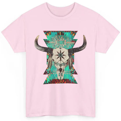 Boho Bull Skull Turquoise Aztec Western Country Rodeo Cowboy Classic Unisex T-Shirt