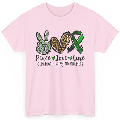 Cerebral Palsy Awareness Heart Green Ribbon Peace Love Cure Classic Unisex T-Shirt