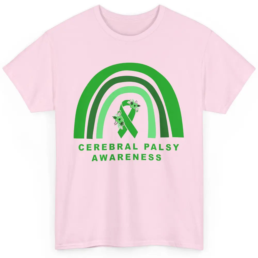 Cerebral Palsy Awareness Floral Green Rainbow Brain Disease Classic Unisex T-Shirt