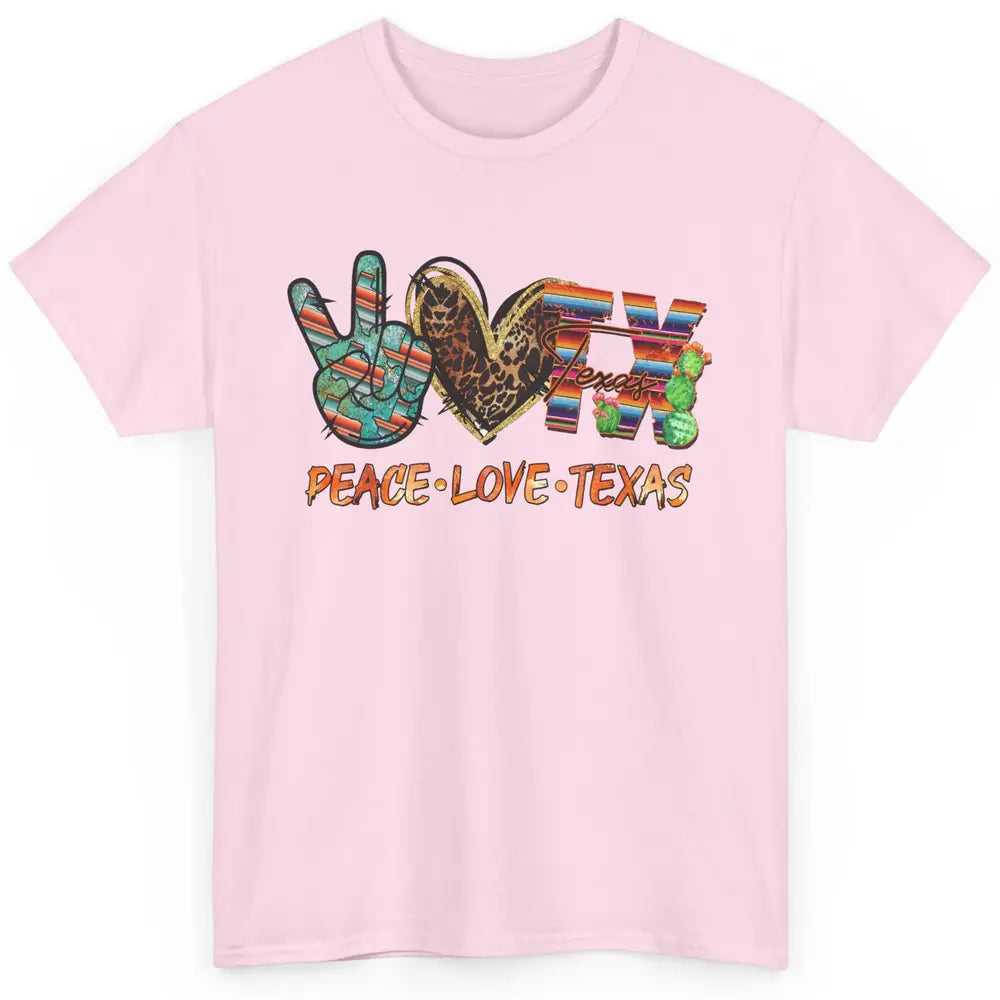 Retro Peace Love Texas Leopard Western Country Desert Cactus Classic Unisex T-Shirt