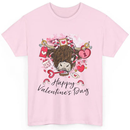 Cute Heifer Highland Cow Western Valentines Day Heart Boho Classic Unisex T-Shirt