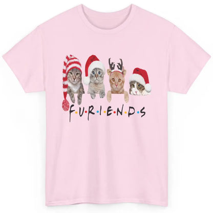 Funny Cat Furiends Merry Christmas Hat Santa Cat Lovers Gift Classic Unisex T-Shirt