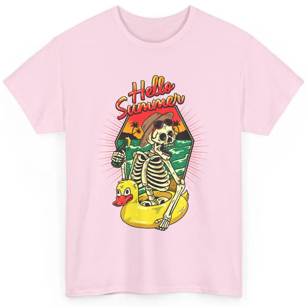 Summer Vibes Skeleton Funny Skeleton On Beach Sunset Classic Unisex T-Shirt