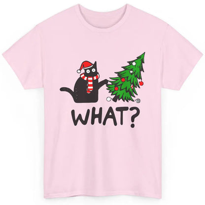 Funny Black Cat Christmas Light Santa What Christmas Costume Classic Unisex T-Shirt