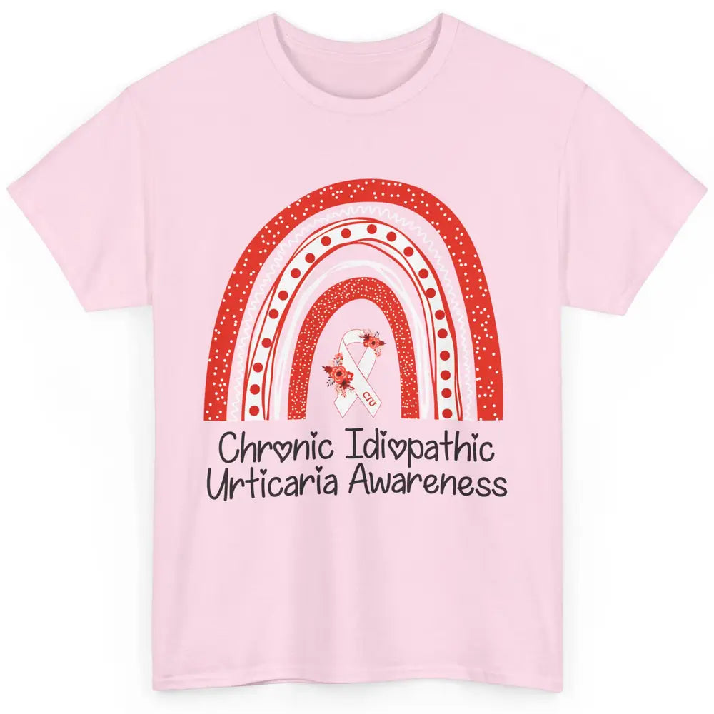 Chronic Idiopathic Urticaria CIU Red White Ribbon Rainbow Classic Unisex T-Shirt