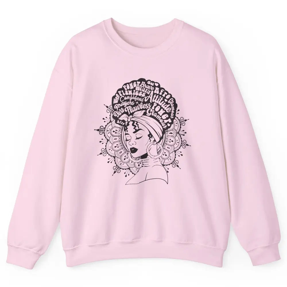 Afro Melanin Woman Turban Hair Quotes African American Woman Unisex Crewneck Sweatshirt