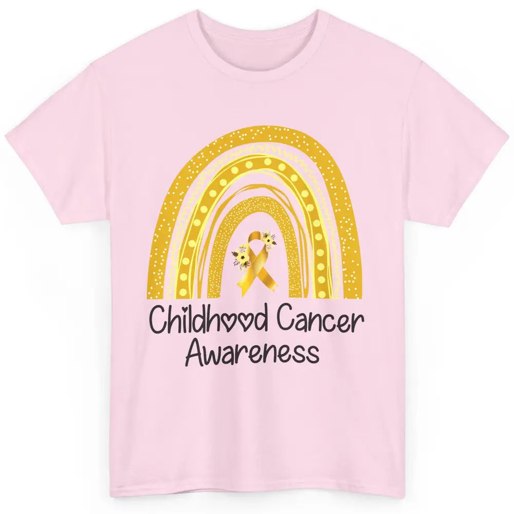 Childhood Cancer Awareness Support Rainbow Gold Ribbon Gift Classic Unisex T-Shirt