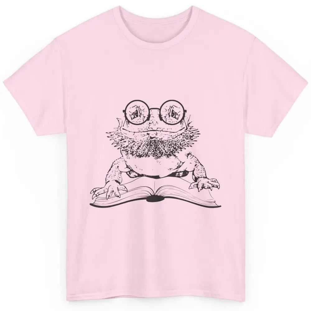 Bearded Dragon Glasses Reading Books Bookworm Funny Animal Classic Unisex T-Shirt