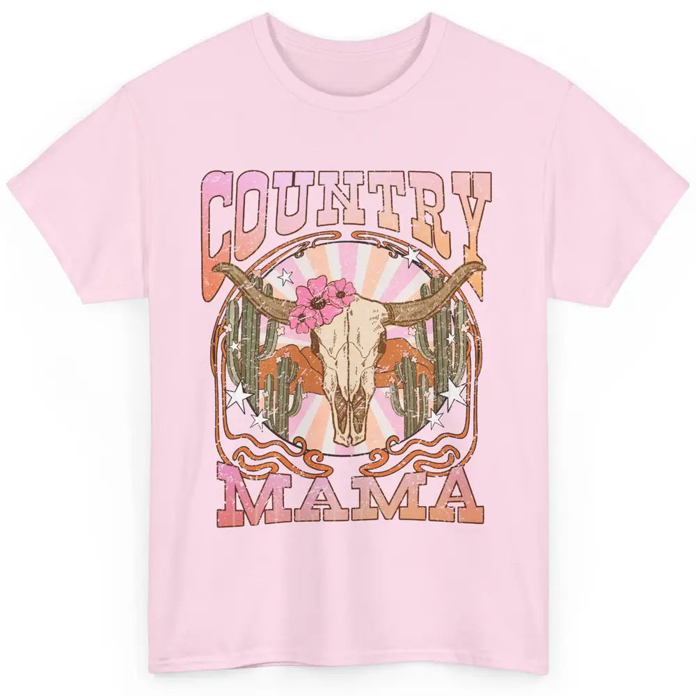 Desert Boho Bull Skull Country Mama Western Country Cowgirl Classic Unisex T-Shirt