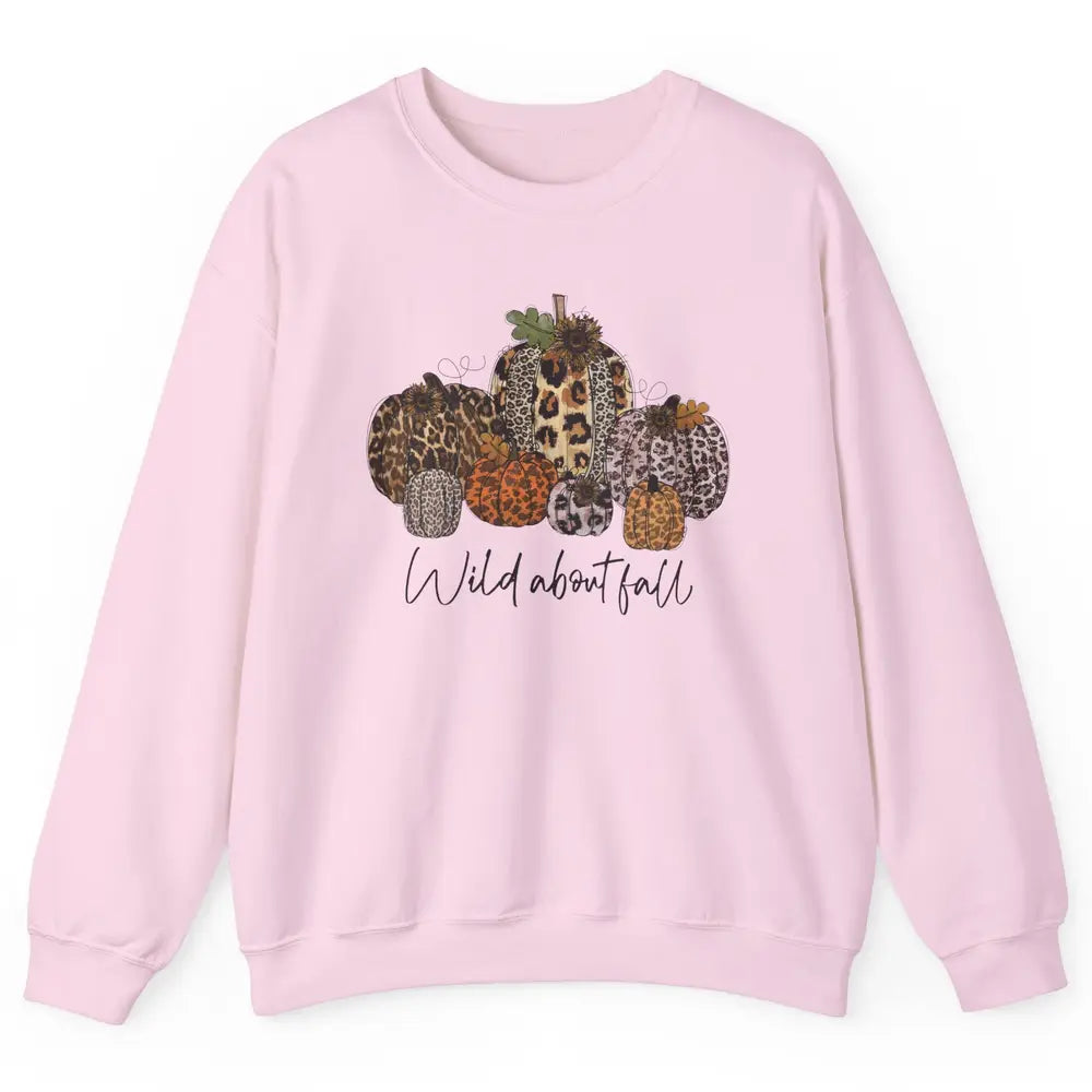 Leopard Pumpkin Patch Wild About Fall Thanksgiving Halloween Unisex Crewneck Sweatshirt