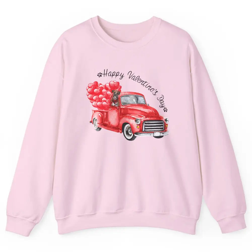 Boxer On Heart Truck Happy Valentines Day Boxer Dog Lovers Unisex Crewneck Sweatshirt