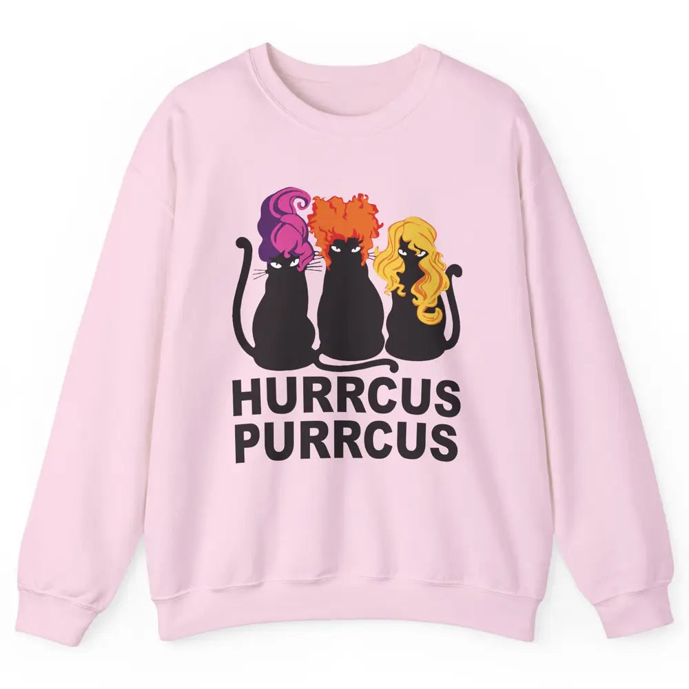 Black Cat Witch Hurrcus Purrcus Halloween Costume Cat Lovers Unisex Crewneck Sweatshirt