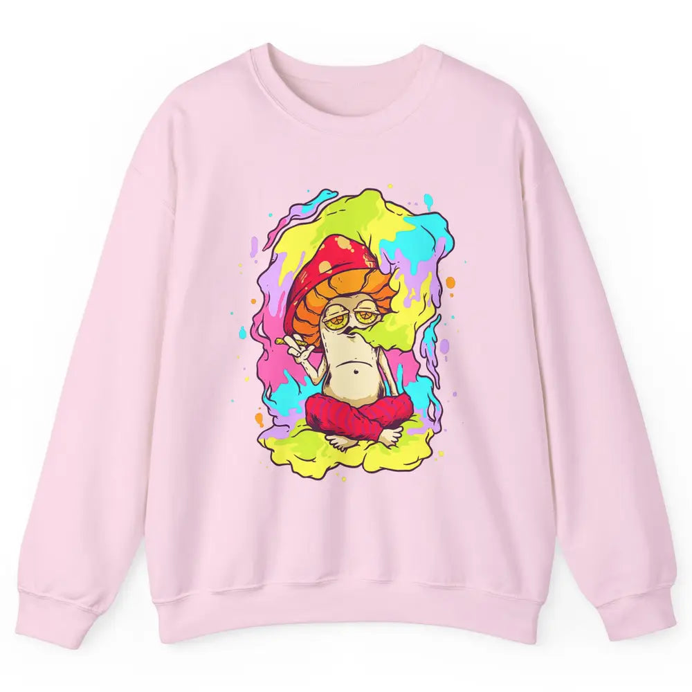 Stay Trippy Little Hippie Mushroom Cigarette Plant Retro 70s Unisex Crewneck Sweatshirt