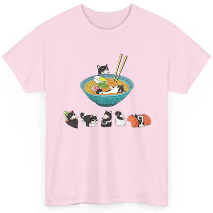 Funny Black Shiba Inu Sushi Ramen Bowl Japanese Kawaii Dog Classic Unisex T-Shirt