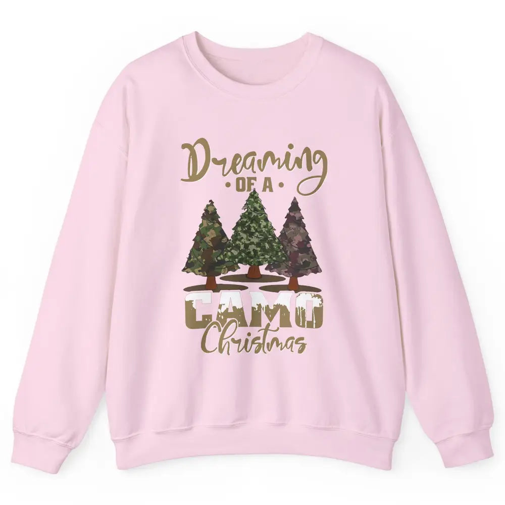 Christmas Tree Dreaming Of A Camo Christmas Veteran Gift Unisex Crewneck Sweatshirt