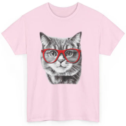 Funny Cat With Red Glasses Kitten Pets Cat Lovers Gift Classic Unisex T-Shirt