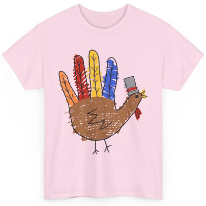 Thanksgiving Hand Turkey Funny Thanksgiving Teacher Thankful Classic Unisex T-Shirt