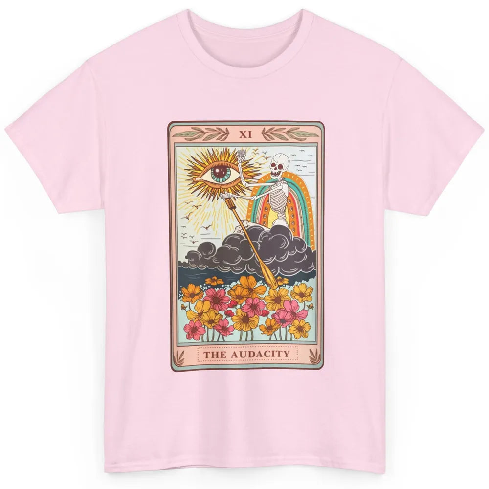 Retro Skeleton Riding Cloud The Audacity Tarot Card Rainbow Classic Unisex T-Shirt