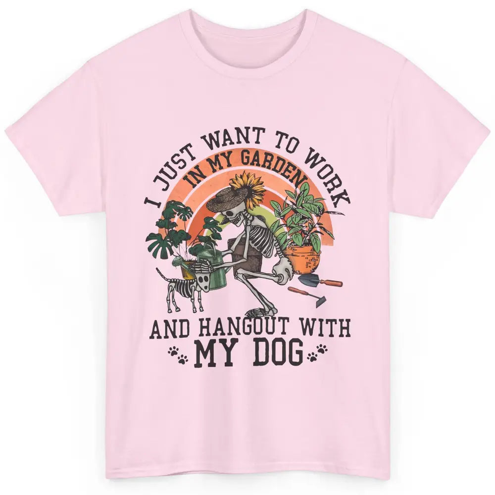 Retro Skeleton Gardening In The Garden Hang Out With My Dog Classic Unisex T-Shirt