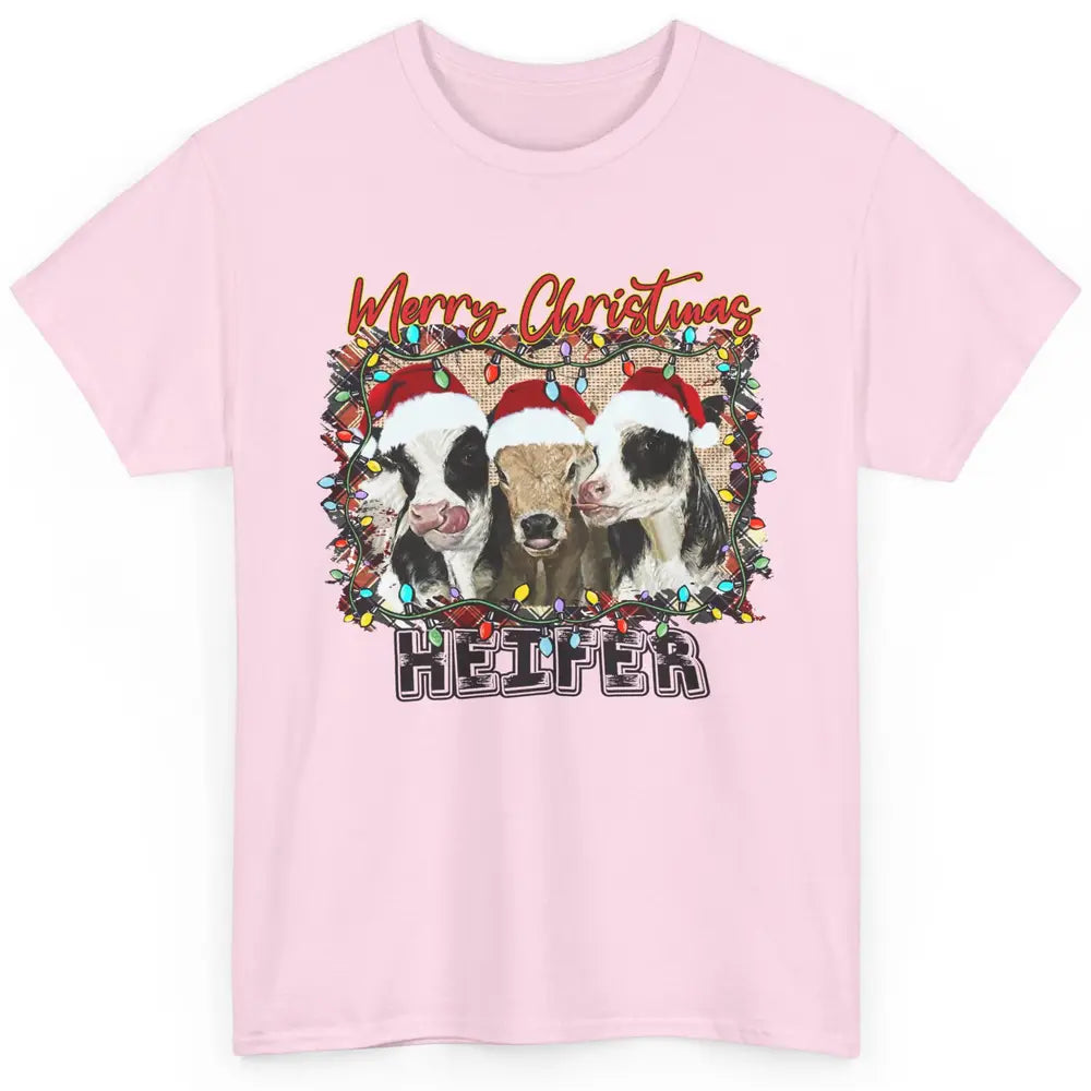 Funny Cow Merry Christmas Hanging With My Heifer Farmer Gift Classic Unisex T-Shirt