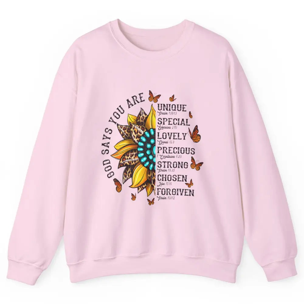 Sunflower Jesus Faith Christian God Bible Verse Religious Unisex Crewneck Sweatshirt