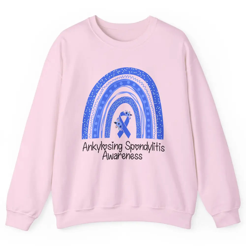 Ankylosing Spondylitis Awareness Support Floral Blue Rainbow Unisex Crewneck Sweatshirt