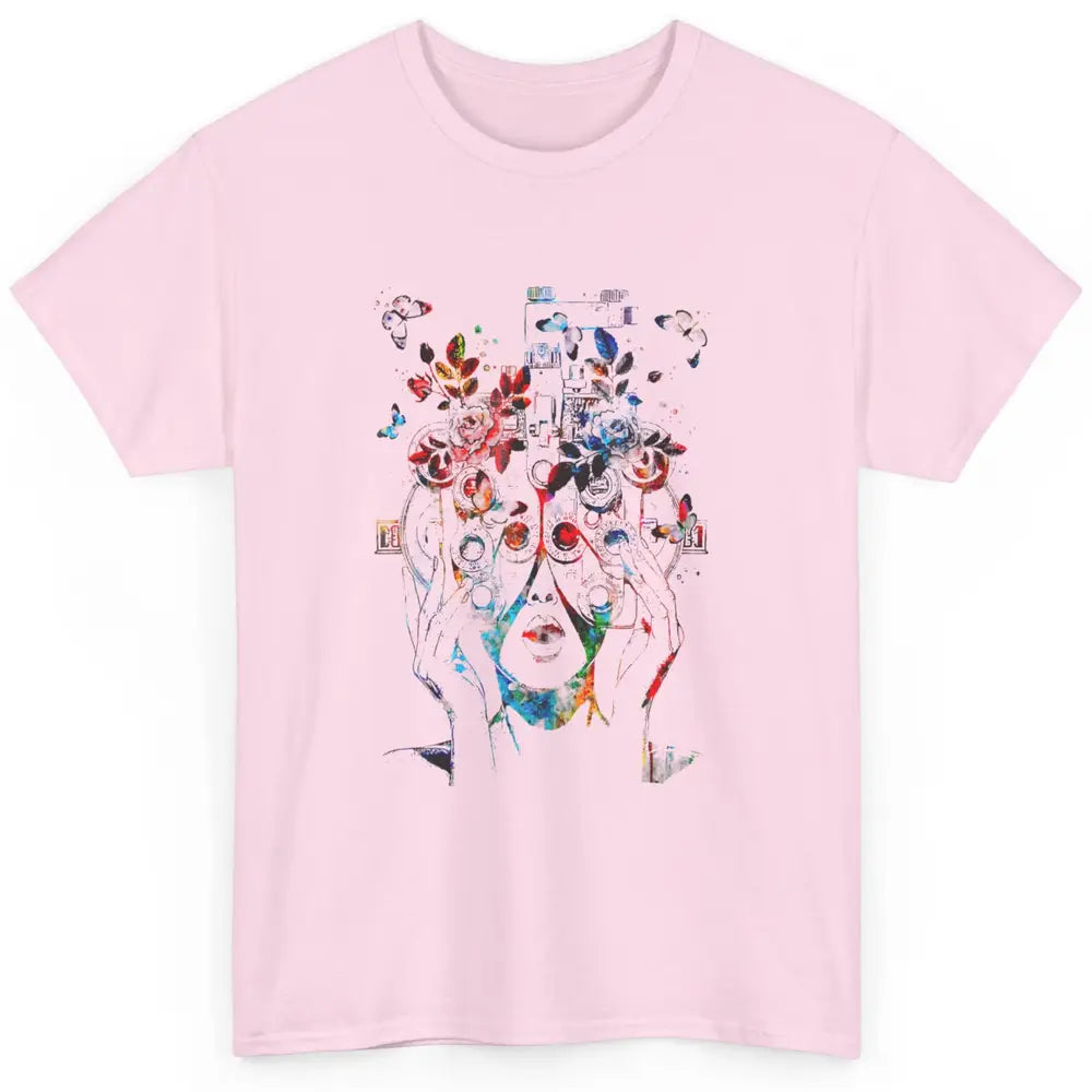 Cute Floral Phoropter Woman Optometrist Eye Anatomy Optician Classic Unisex T-Shirt