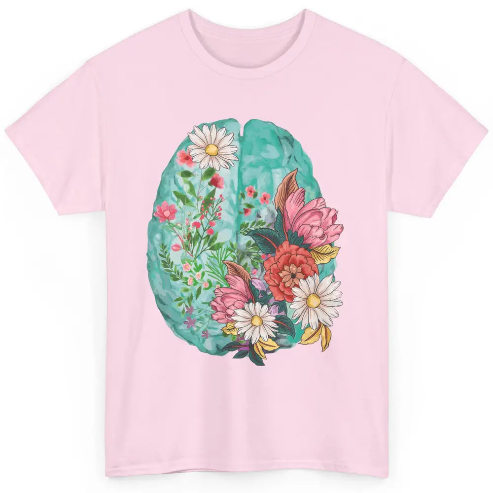 Wildflower Brain End The Stigma Floral Mental Health Matters Classic Unisex T-Shirt