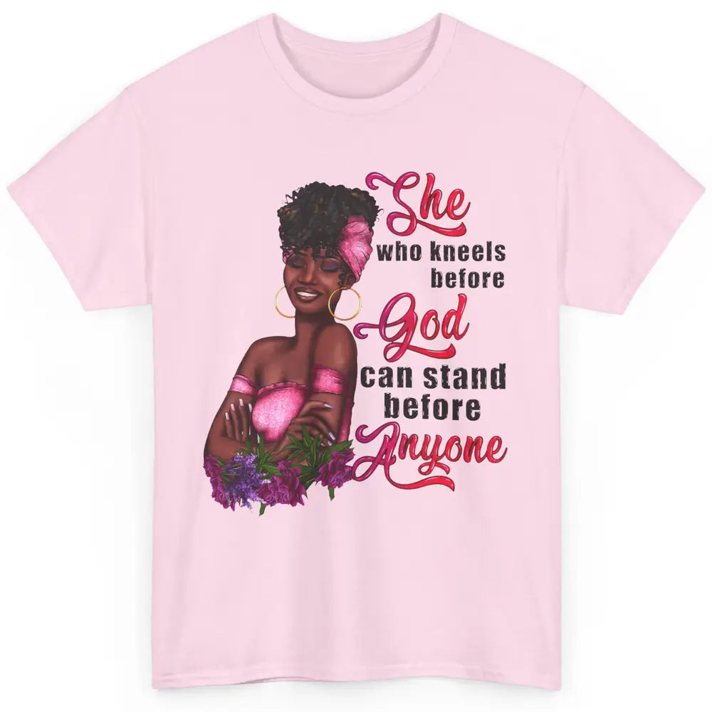 Black Girl She Who Kneels Before God Christian Afro Women Classic Unisex T-Shirt