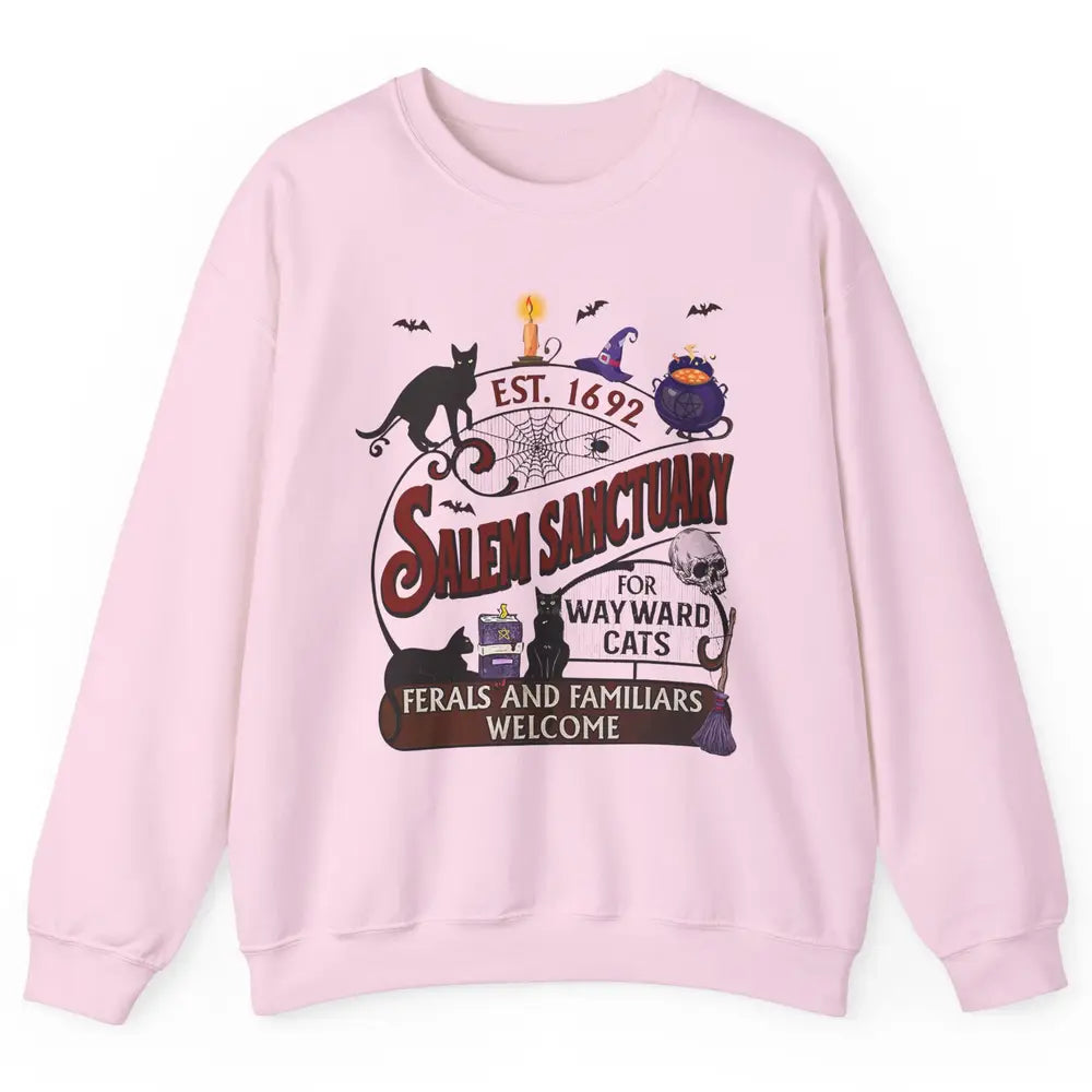 Witch Cat Salem Sanctuary Witch City Halloween Cat Costume Unisex Crewneck Sweatshirt