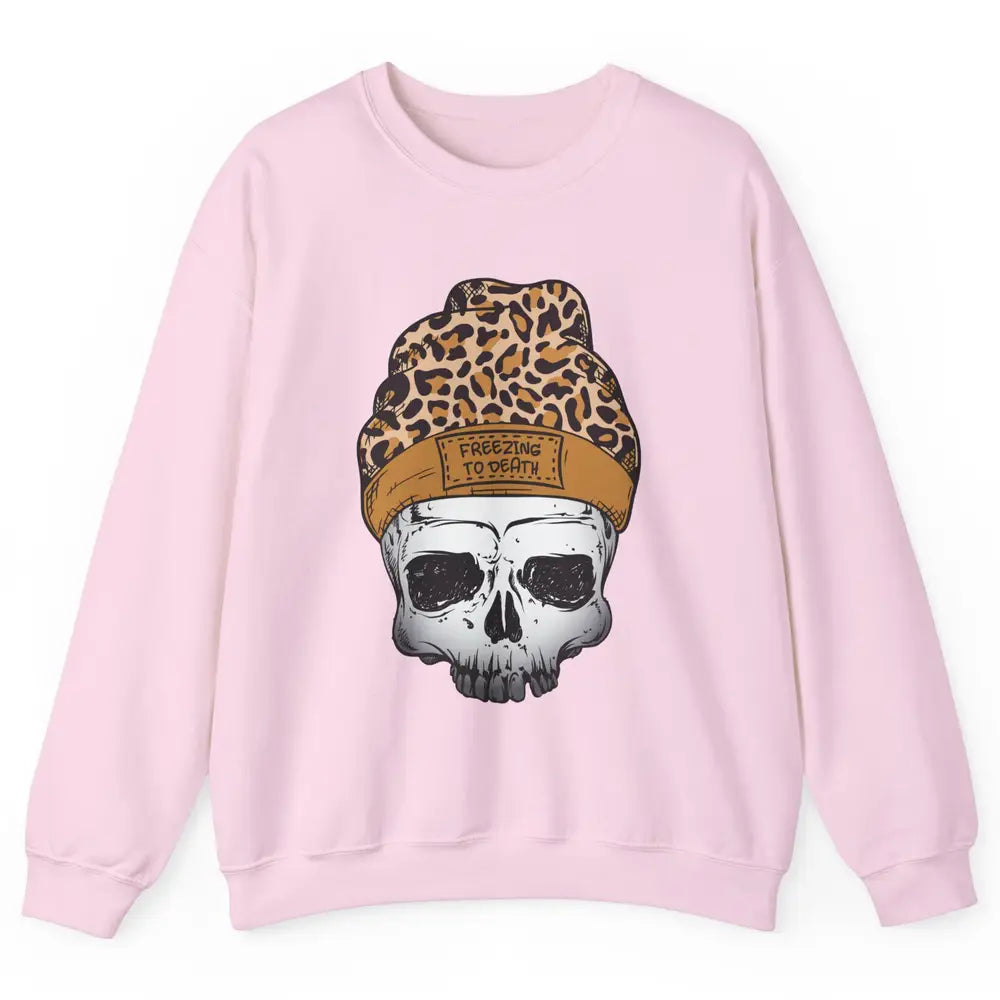 Leopard Skull Freezing To Death Snowflakes Christmas Winter Unisex Crewneck Sweatshirt